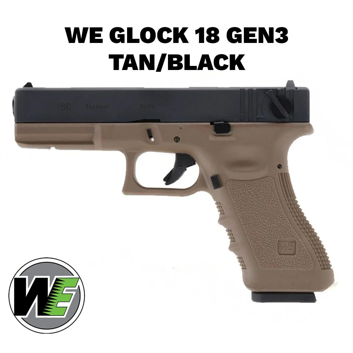 Airsoft Tabanca WE Glock 18C Siyah/Tan
