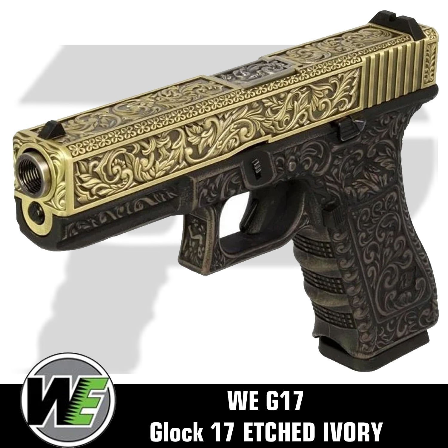 WE G17 Glock 17 ETCHED IVORY Bronze SE İşlemeli Glock Airsoft Tabanca