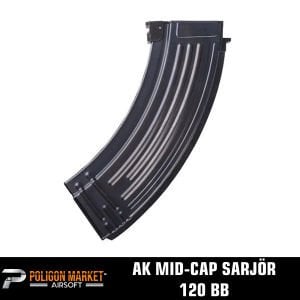 E&L AK Tipi Airsoft Tüfekler İçin Mid-Cap 120 BB’Lik Airsoft Şarjör – Siyah