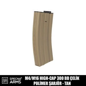 Specna Arms M4/M16 için 300BB’lik High-Cap Airsoft Şarjörü – Tan