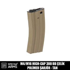 Specna Arms M4/M16 için 300BB’lik High-Cap Airsoft Şarjörü – Tan