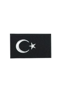 Türk Bayrağı Patch Siyah Nakış