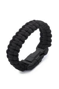 Paracord Bileklik-Pusula-Ateş Başlatıcı-Düdük-Siyah