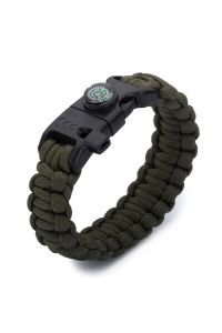 Paracord Bileklik-Pusula-Ateş Başlatıcı-Düdük-Siyah