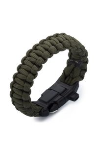 Paracord Bileklik-Pusula-Ateş Başlatıcı-Düdük-Siyah